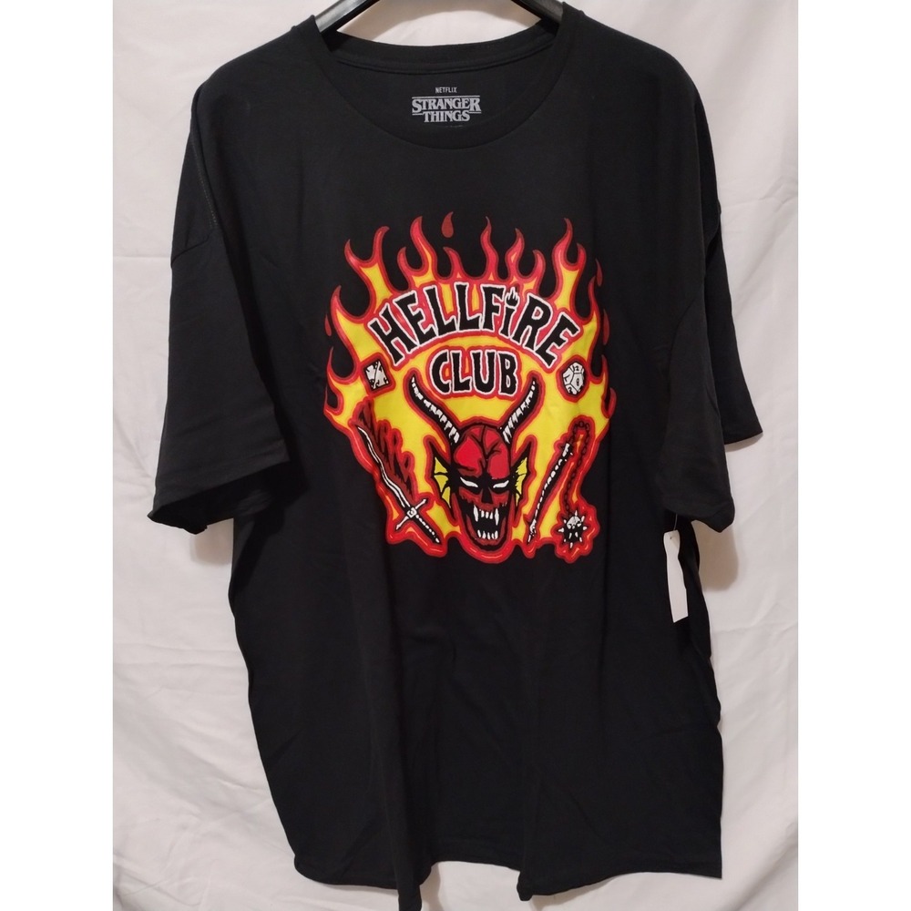 Netflix Stranger Things Hellfire Club Black T-Shirt, Size 2XL